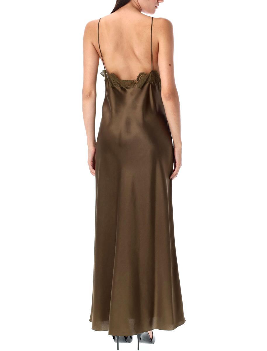 ワンピース Saint Laurent LONG DRESS (694902Y3E30 1000) Saint Laurent Long Sleeveless Dress In Crepe Satin | Saks