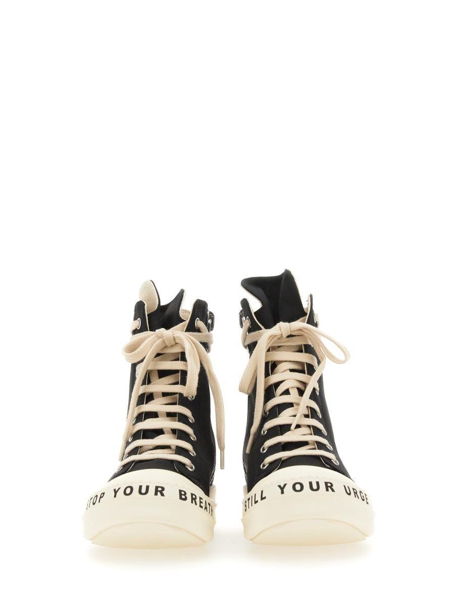 Rick Owens Cotton Sneaker in Black | Lyst