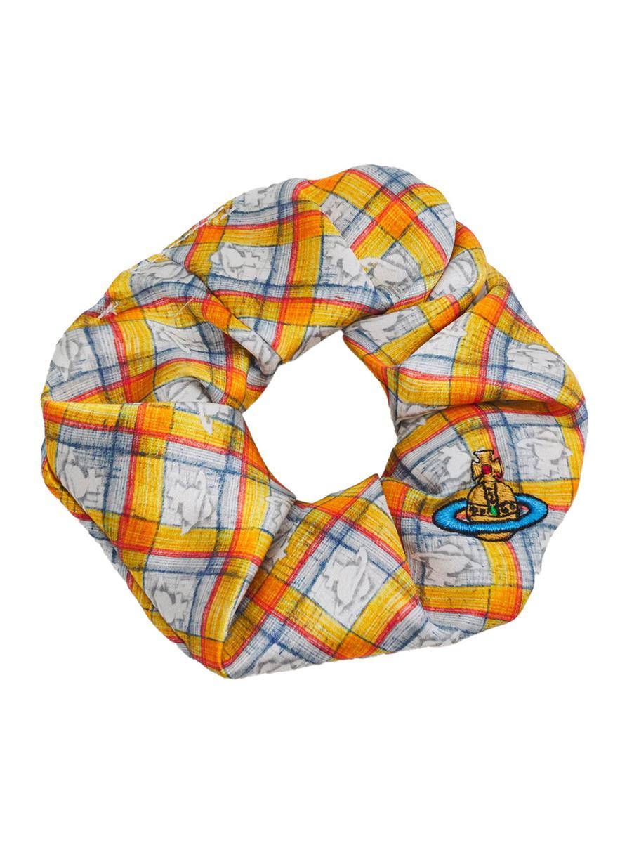★Vivienne Westwood★ 25SS ORB Tartan Print Scrunchie 810200 vivienne-westwood-YELLOW-