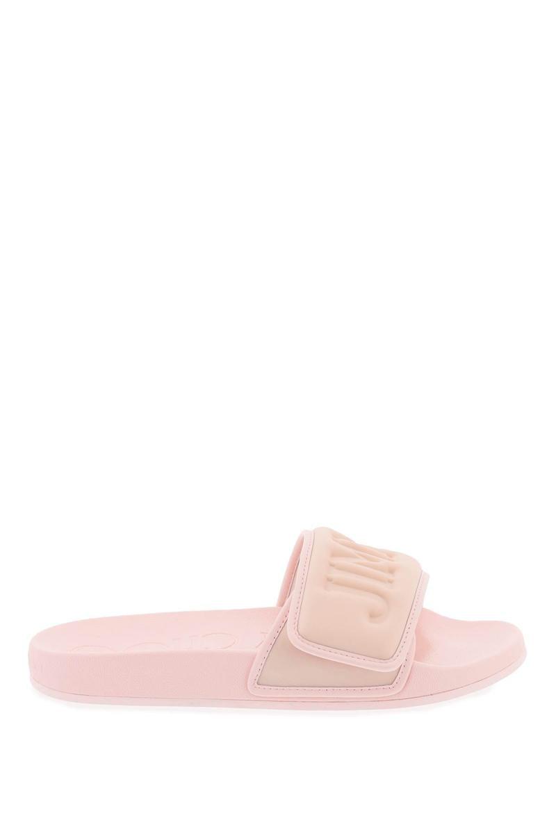 Jimmy Choo Fitz/M logo-debossed slides - White