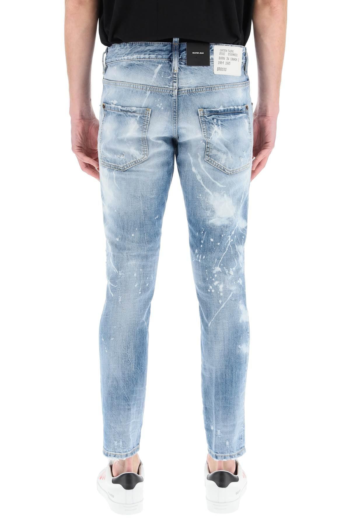 Light White Paint Wash Skater Jeans 