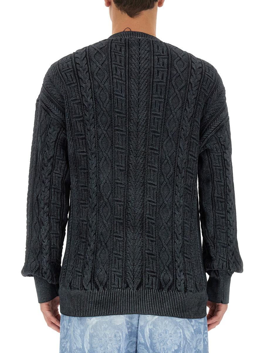 【送料&関税込】Versace Knit With Greek Braid Work Versace V-neck sweaters for Men | Online Sale up to 71% off