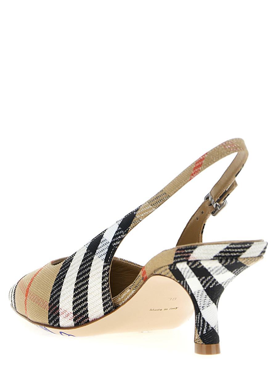 Burberry Slingback Pumps Birdie Check in Metallic | Lyst