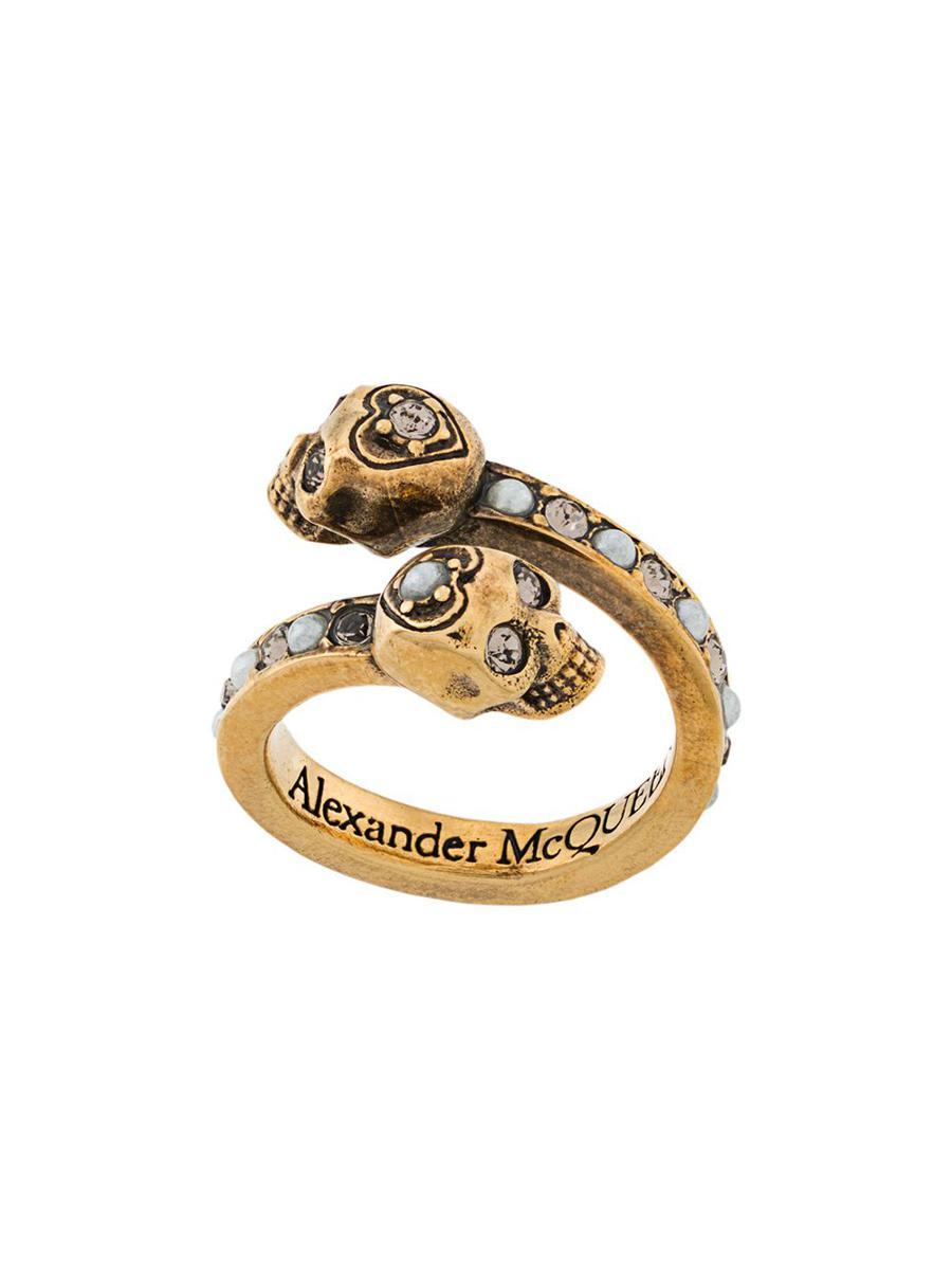 【Alexander McQueen】Wrap-Around スカル リング Women's Wrap-Around Skull Ring in Silver | McQueen US