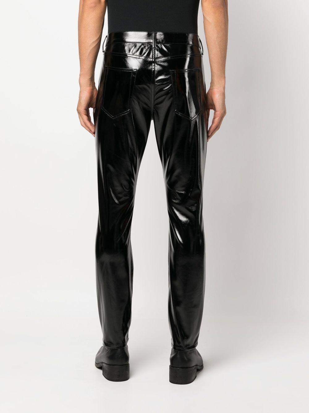 Saint Laurent High-shine Slim-cut Trousers in Black for Men | Lyst