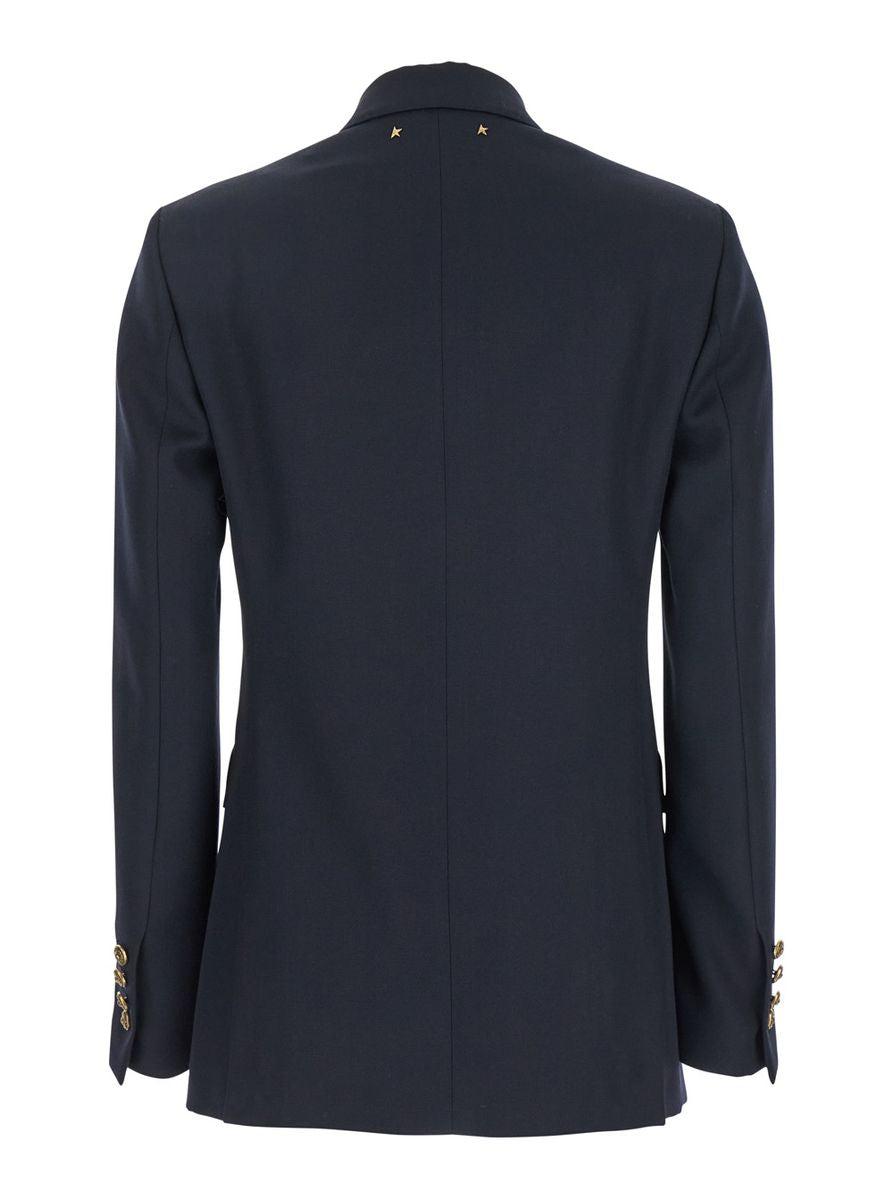 ジャケット Golden  Single-Breasted Pinstriped Jacket Golden Goose Golden Single Breasted Blazer Dark Blue