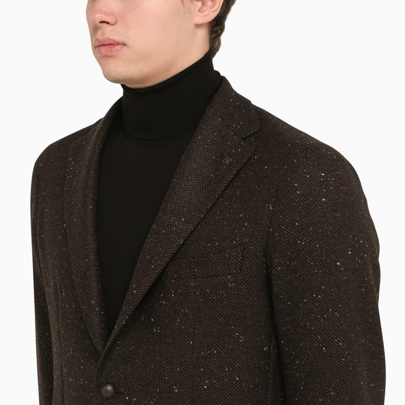 Tagliatore Montecarlo Brown Single Breasted Jacket In A Bouclé