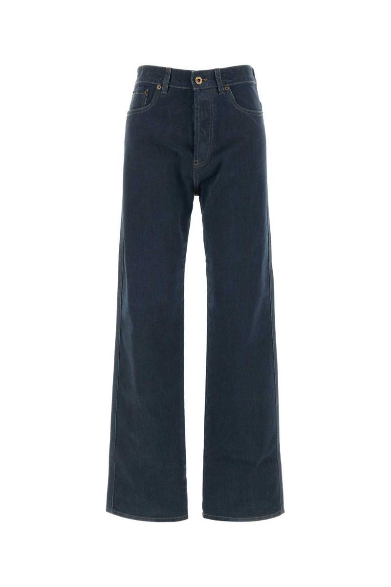 デニム・ジーパン MIU MIU HIGH-WAISTED JEANS IN FLOCKED DENIM Miu Miu Flocked Denim Trousers | Saks Fifth Avenue