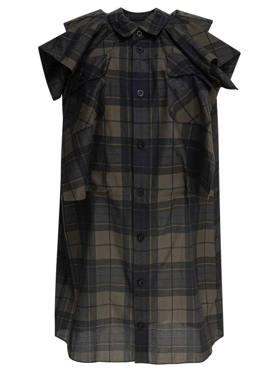 【SACAI】Plaid Print Dress Sacai Plaid-Back Cotton T-Shirt Dress | Santa Fe Dry Goods