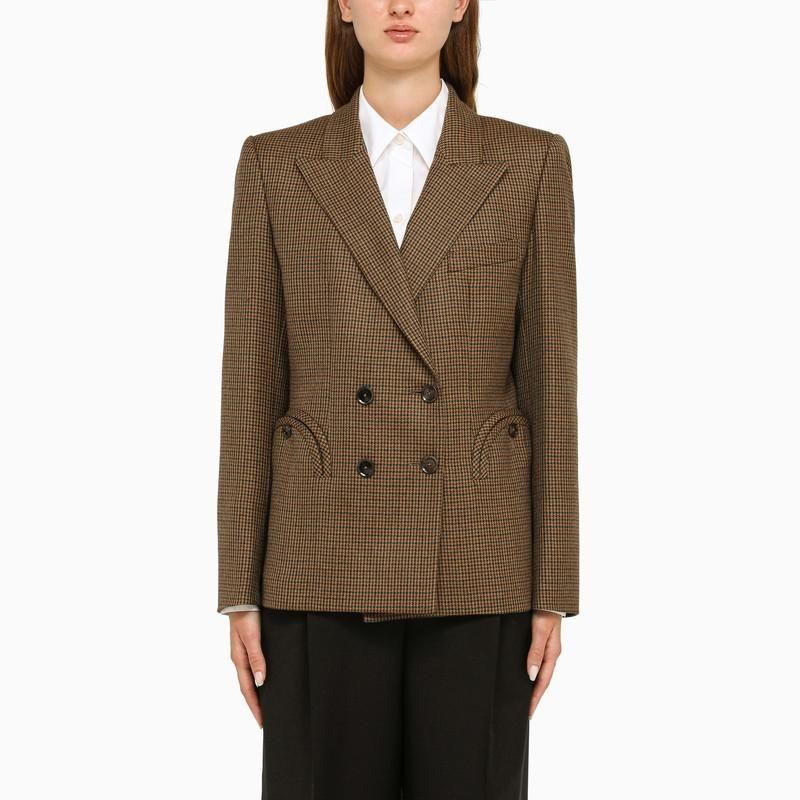 Blazé Milano Houndstooth Pattern Beige Double Breasted Jacket in Green ...