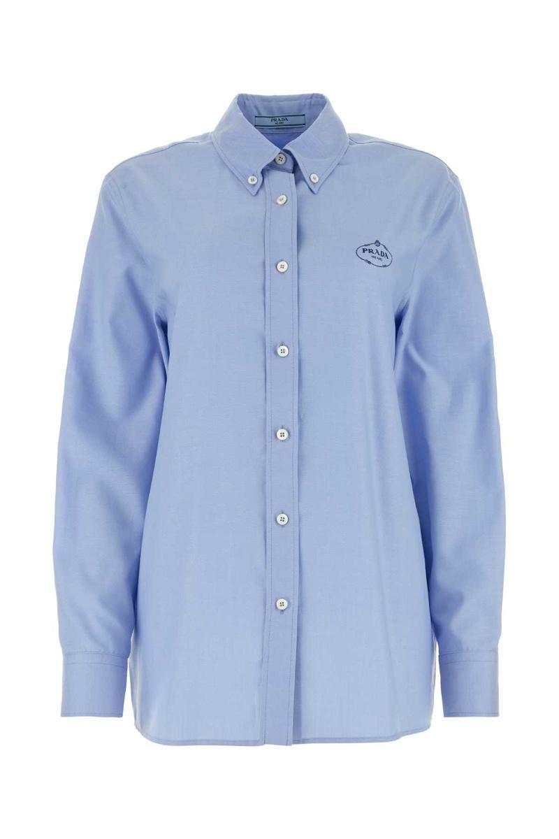 Prada Ricamo Brand embroidered Regular fit Cotton Oxford Shirt in