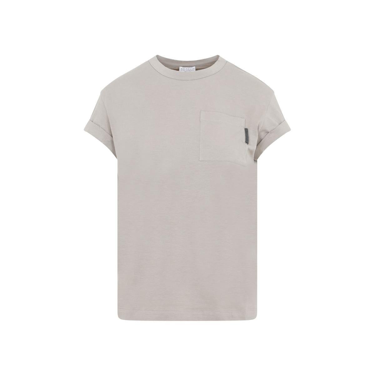 Brunello Cucinelli Cotton T-shirt Tops in Gray | Lyst