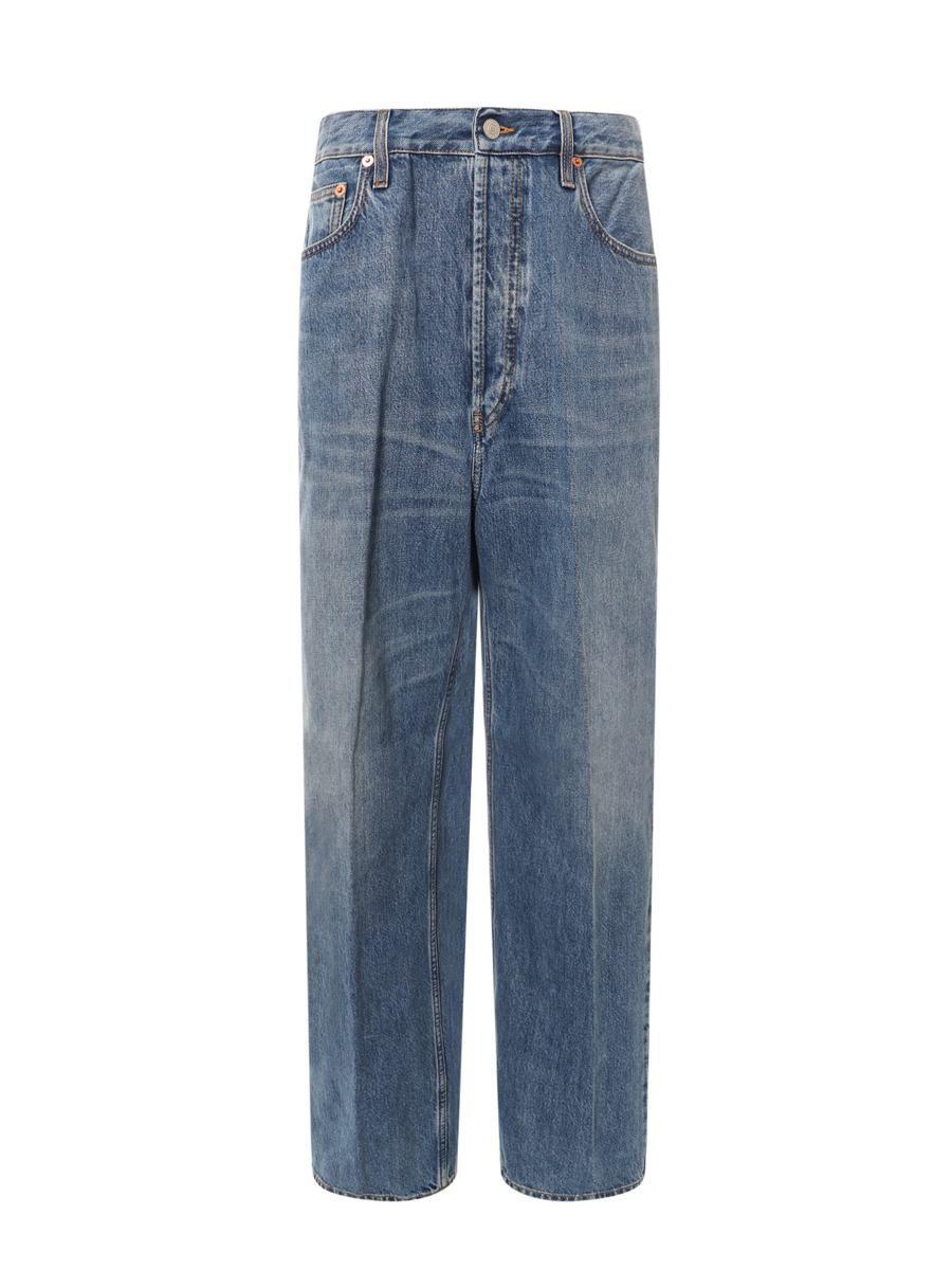 GG Canvas Trimmed Jeans in Blue - Gucci