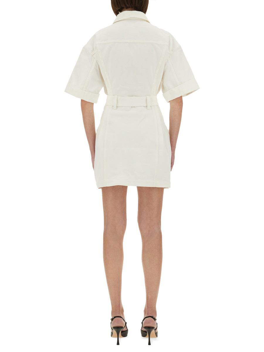 【関税＆送料込み】Balmain Cotton Gabardine Short Dress Short cotton gabardine lace-up dress beige - Women | BALMAIN