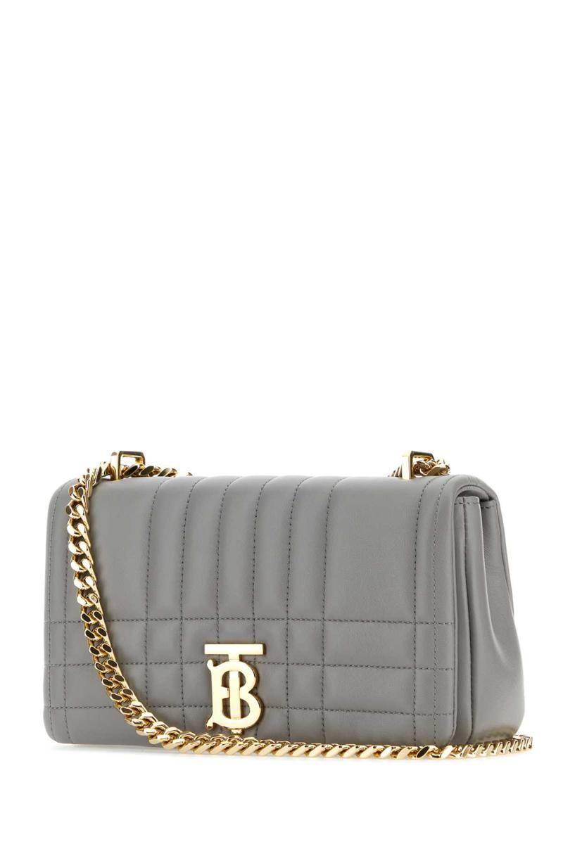 Burberry Small Woven Leather Tb Bag in Grey