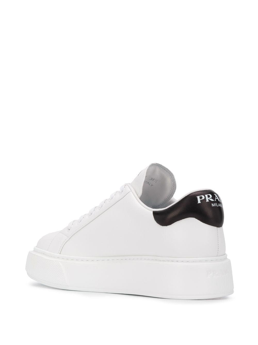 Prada Leather Chunky Sole Low-top Sneakers in White/Black (White) | Lyst