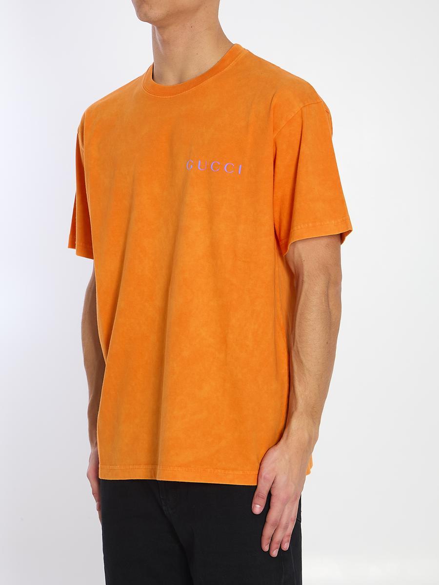 Gucci Printed Cotton Jersey T-Shirt in Orange for Men Lyst UK
