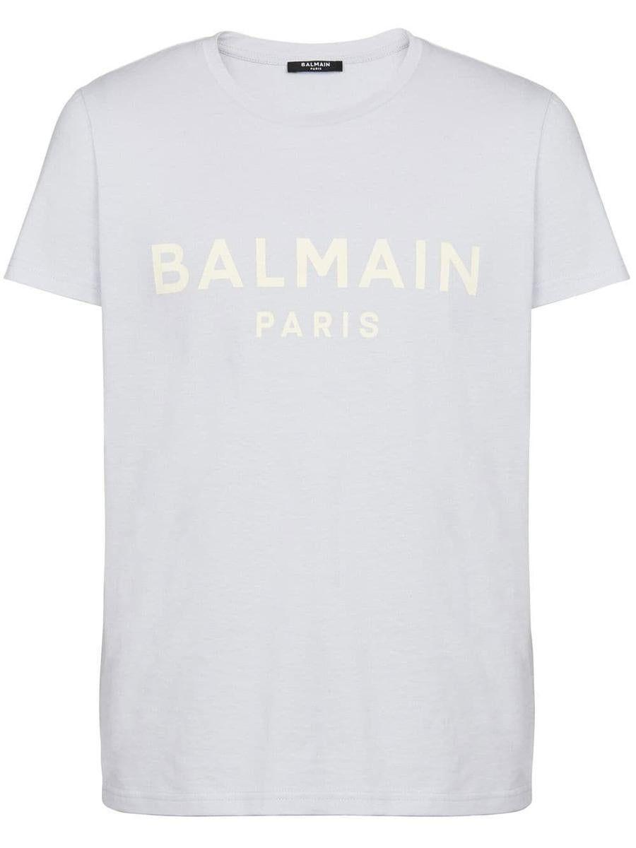 Efterår Uregelmæssigheder Ligner Balmain Logo Print T-shirt Light Blue in White for Men | Lyst