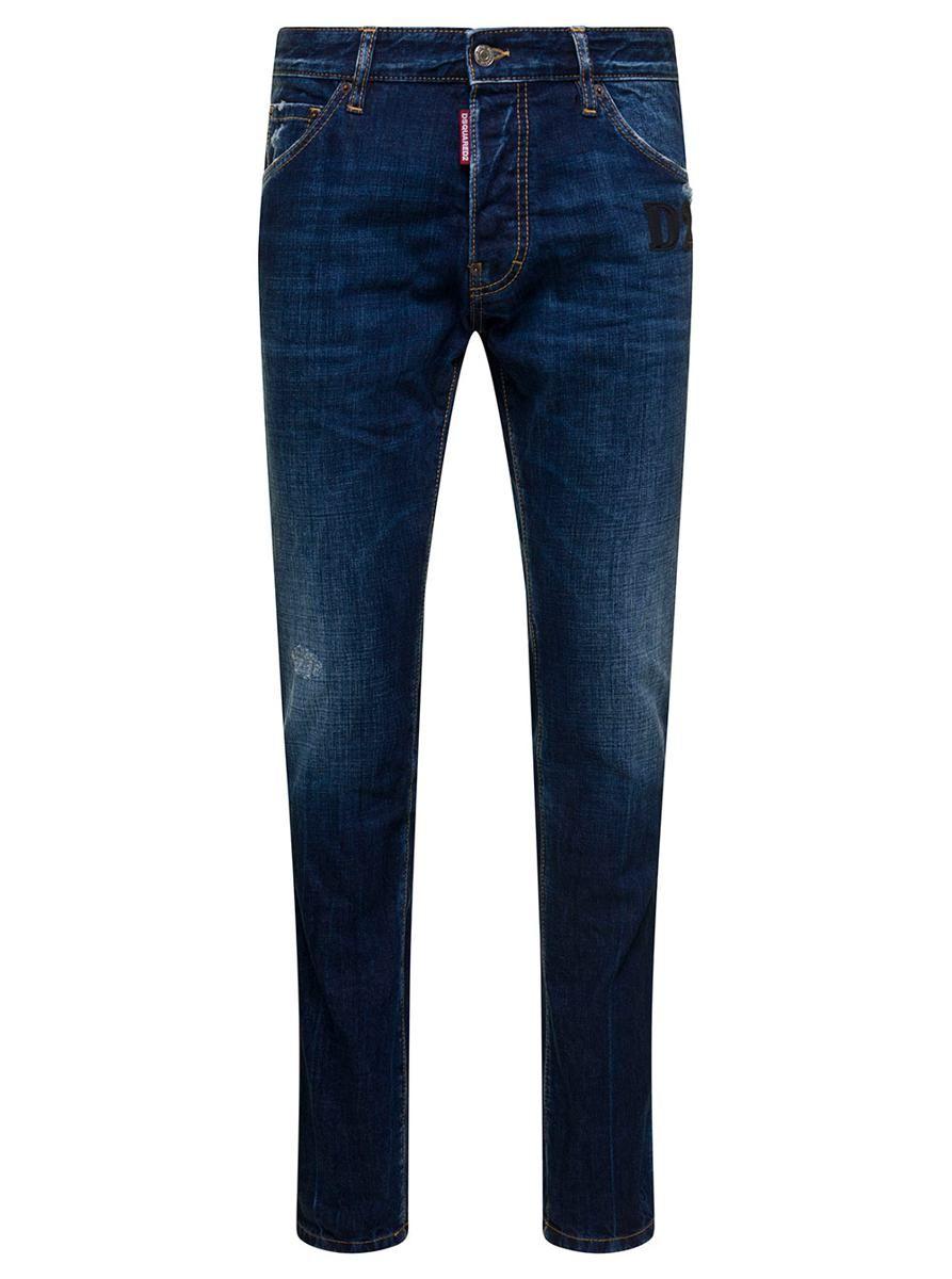 DSquared² 'cool Guy' E Five Pockets Jeans With Used Wash And Patch Logo In  Stretch Cotton Denim Man in Blue for Men | Lyst
