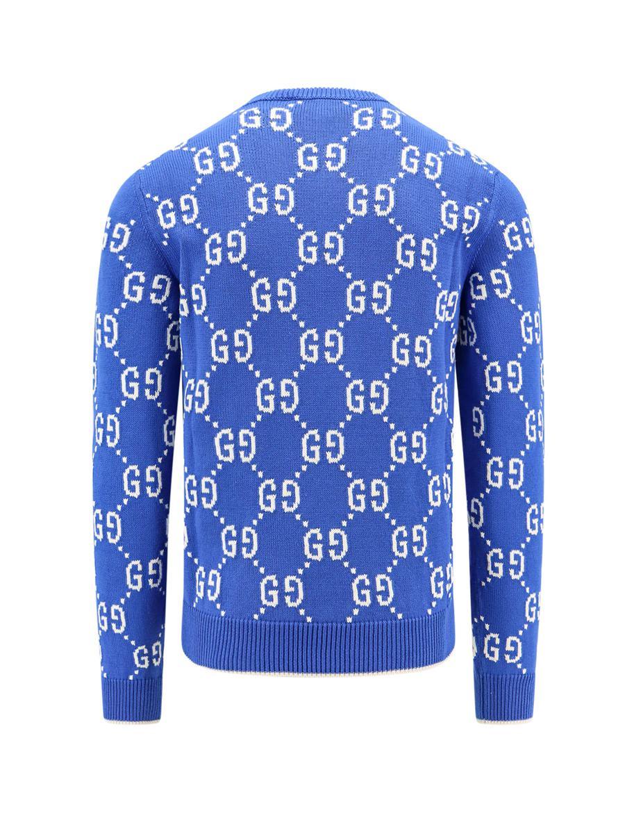 Gucci Gg Cotton Intarsia Jumper in Blue for Men Lyst