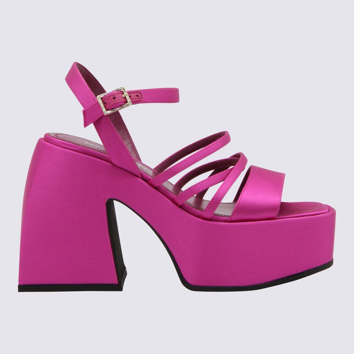 VIP【関税送料無料】希少 NODALETO PINK SATIN BULLA SANDALS Nodaleto Platform Sandals Size 38 EU