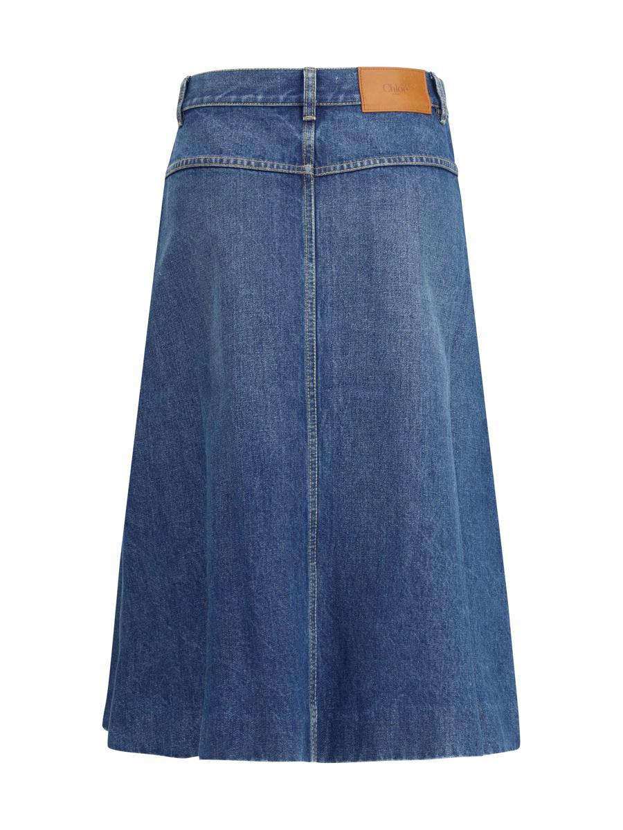スカート CHLOE SKIRTS HAZY BLUE Chloé Knee Length Skirt In Denim | Chloé US