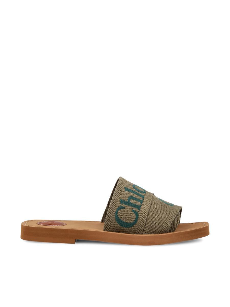 Mule Sandals Chloe Woody Flat Mule In Canvas CHLOÉ Woody Logo - Main Image