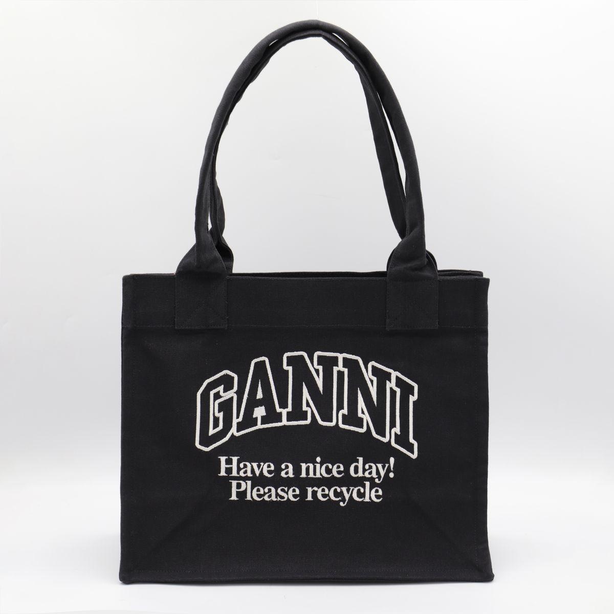 関税込み】Xxl Banana Shopper Bag - Ganni - Cotton - Black 関税込み】Xxl Banana Shopper Bag - Ganni - Cotton - Black