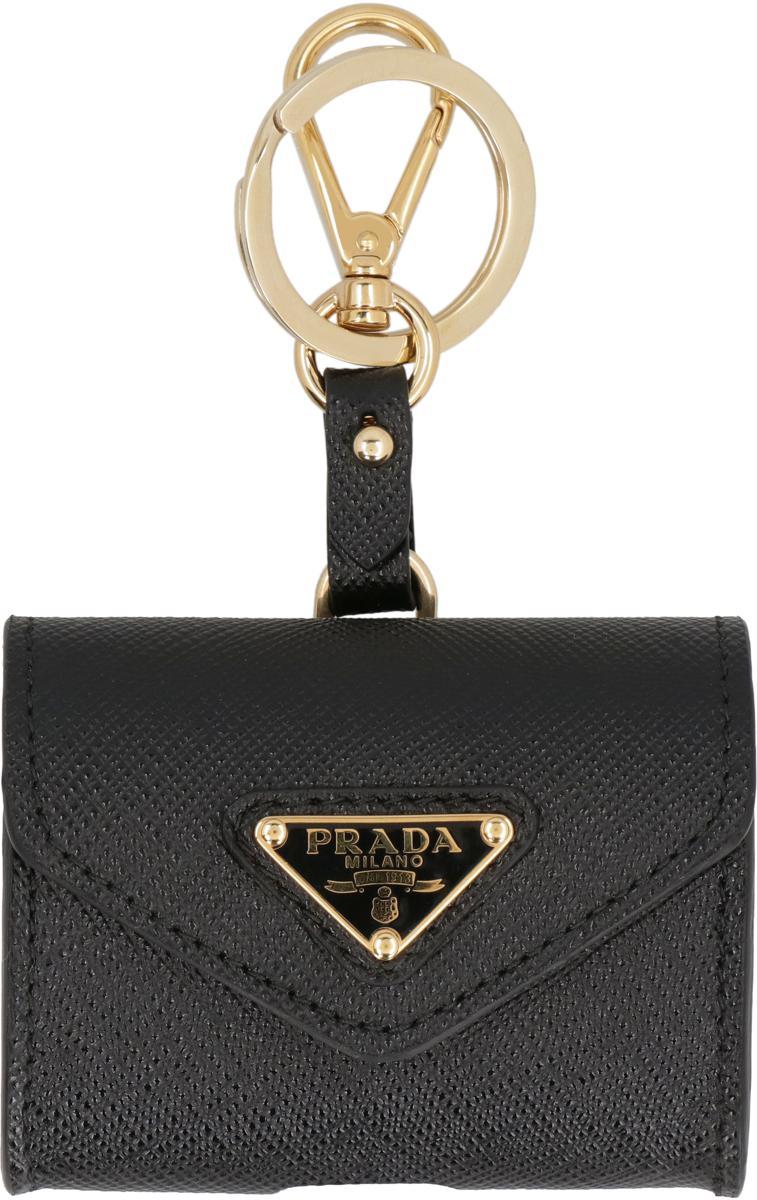 Prada Leather Key Holder Pouch in Black Lyst