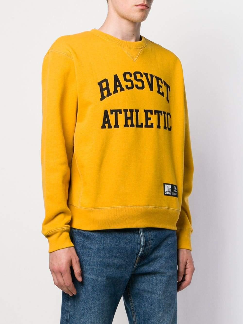 Gosha Rubchinskiy Paccbet Rassvet X Russell Athletic Logo Sweatshirt in  Yellow for Men | Lyst Canada