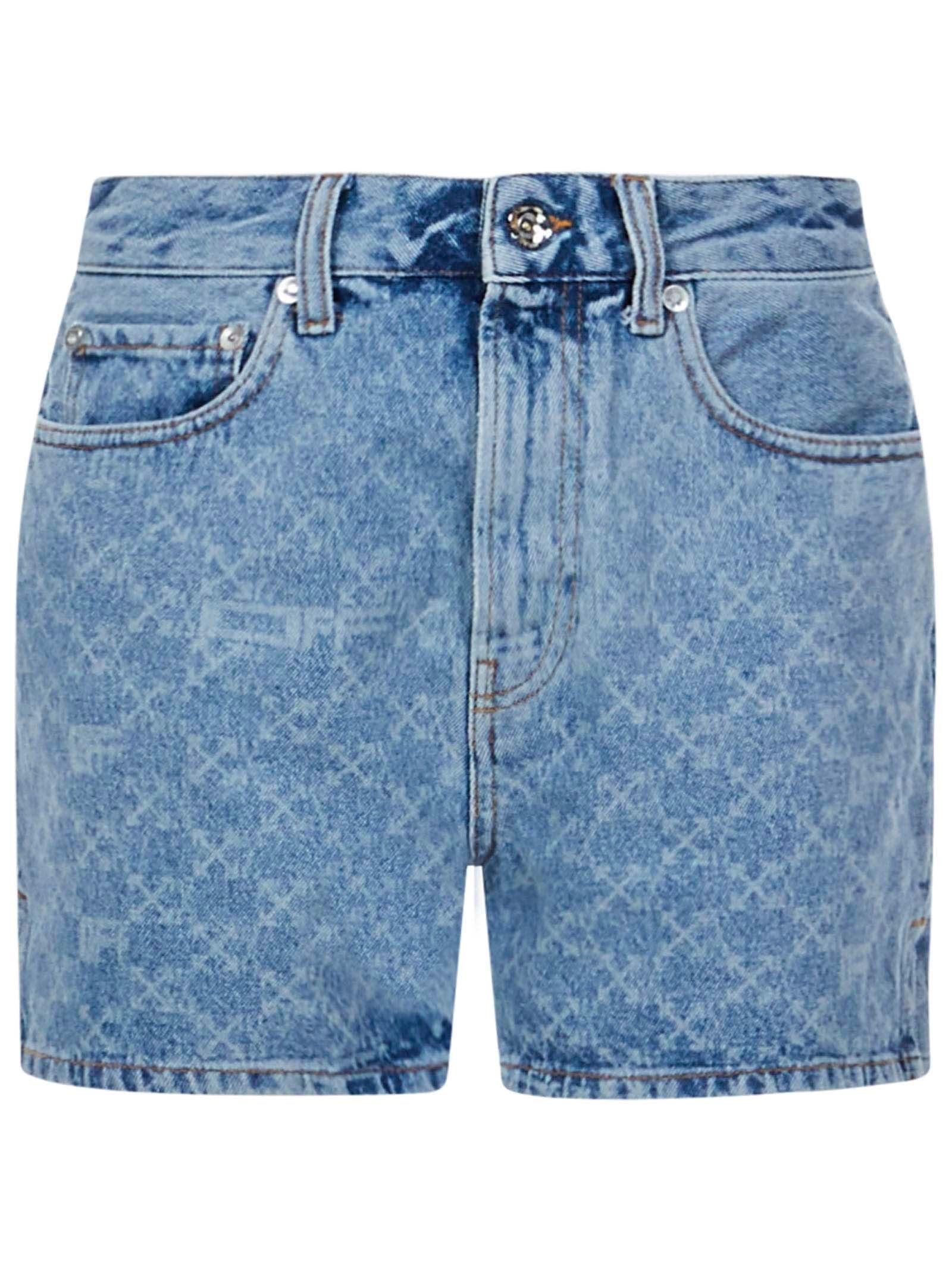 Blue Off-White c/o Virgil Abloh Denim Shorts With Logo in Light Blue Womens Clothing Shorts Jean and denim shorts 