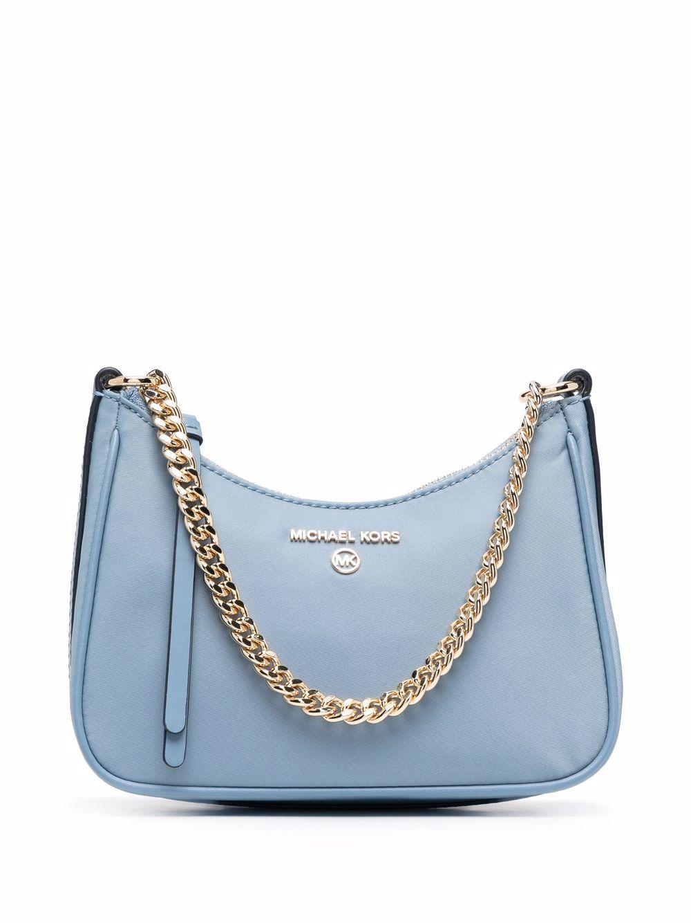 Save 3% MICHAEL Michael Kors Leather Michael Kors Logo Plaque Ginny Shoulder Bag in Blue Womens Bags Shoulder bags 