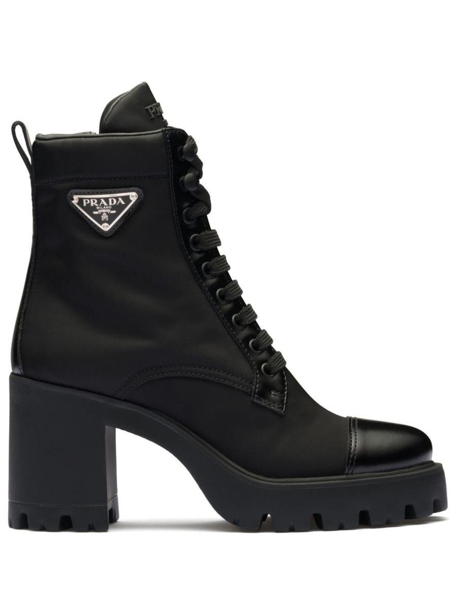 Prada 90mm Triangle-logo Ankle Boots in Black | Lyst