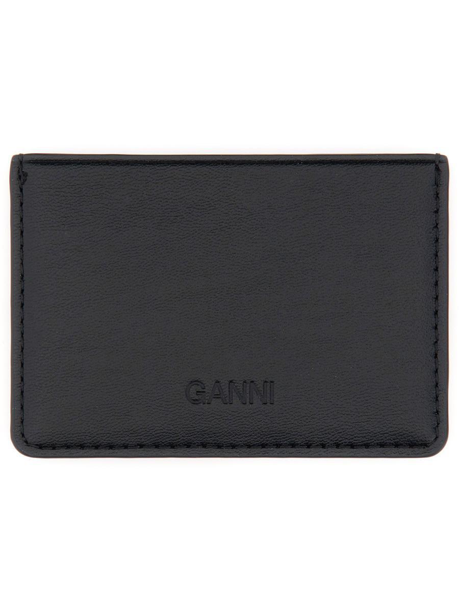 ★Ganni★ Ganibu Card Holder Black A6392099 A6392099SS25 GANNI Bou Flap Card Holder | Black | FARFETCH