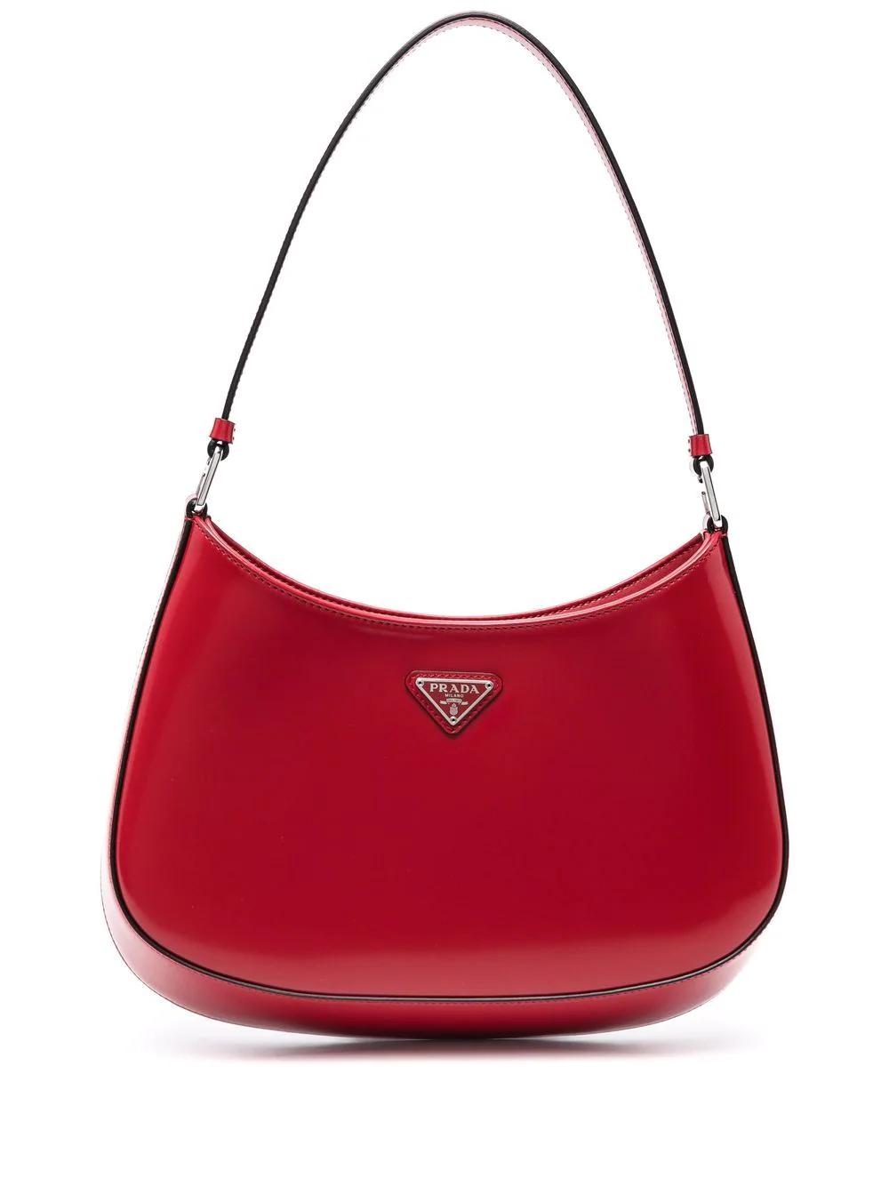 Prada Cleo Brushed-leather Hobo Bag in Red | Lyst