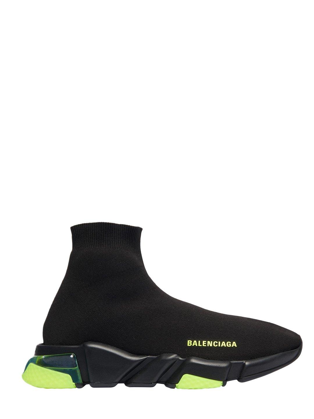 Balenciaga Men's Speed Clear-sole Stretch-knit Mid-top Trainers in Black  for Men | Lyst