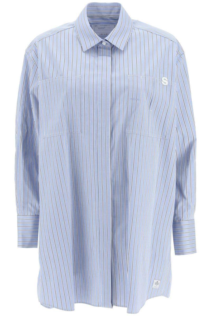 Sacai Acai Striped Cotton Poplin Shirt in Blue | Lyst