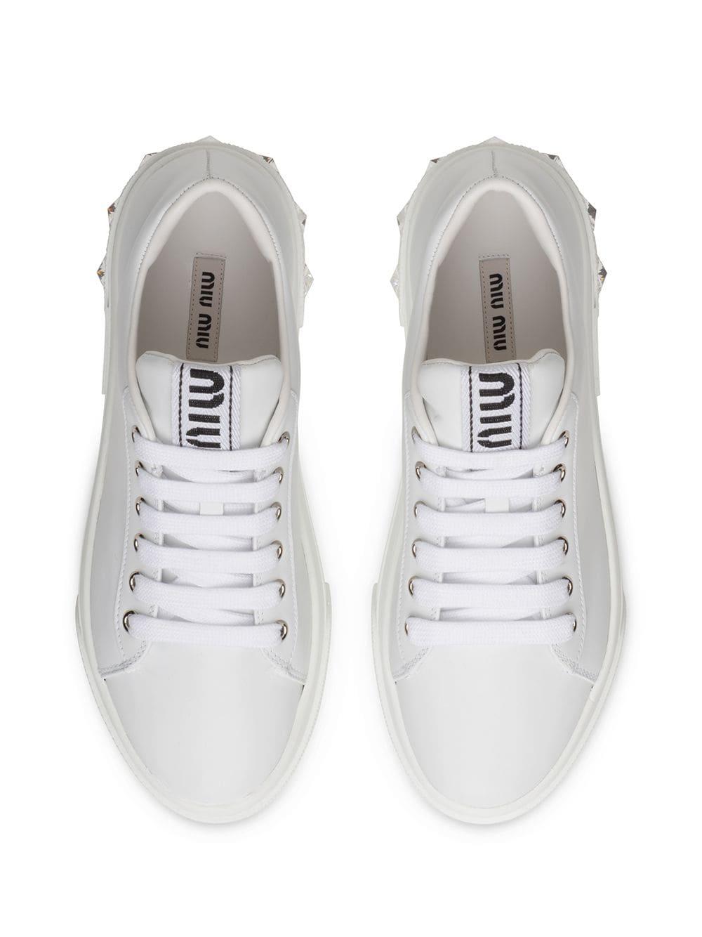 Miu Miu Leather Sneakers White | Lyst