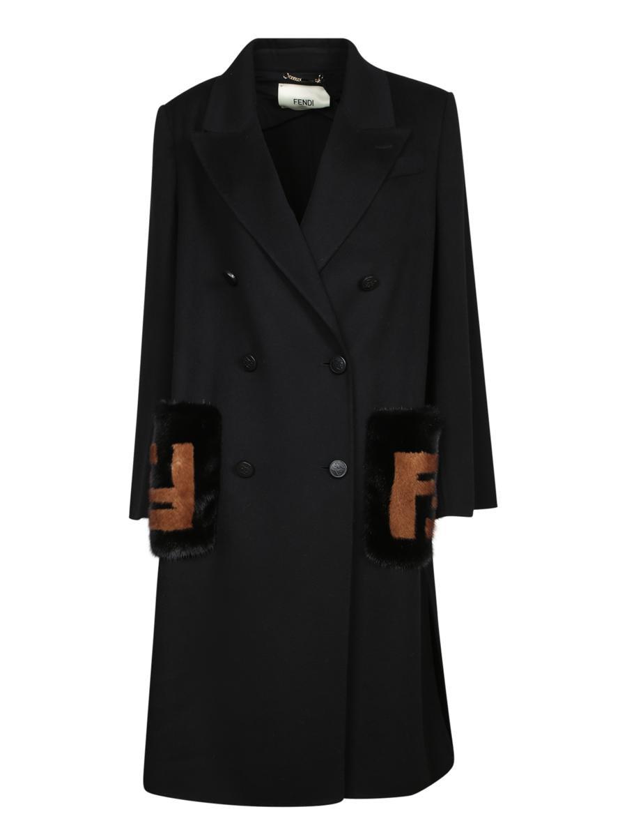 FENDI 21aw double breasted コート FENDI FF-print double-breasted Reversible Coat | Black