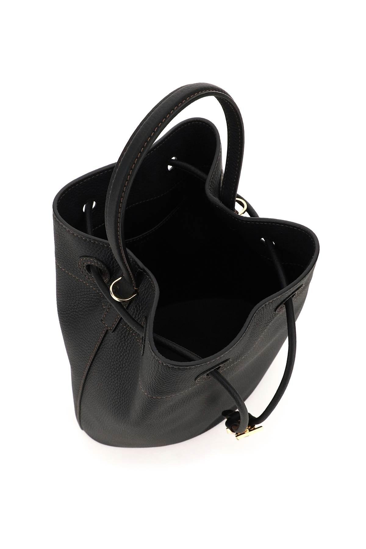 Burberry Grainy Leather Bucket Bag in Black | Lyst