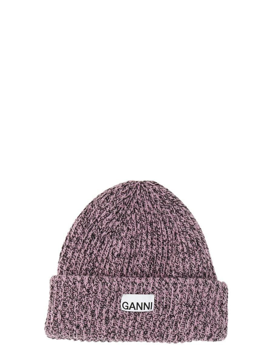Ganni Hat With Logo in Purple | Lyst