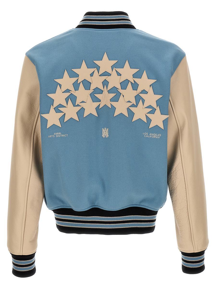 Amiri Stars Panelled Wool-blend Varsity Jacket in Blue for