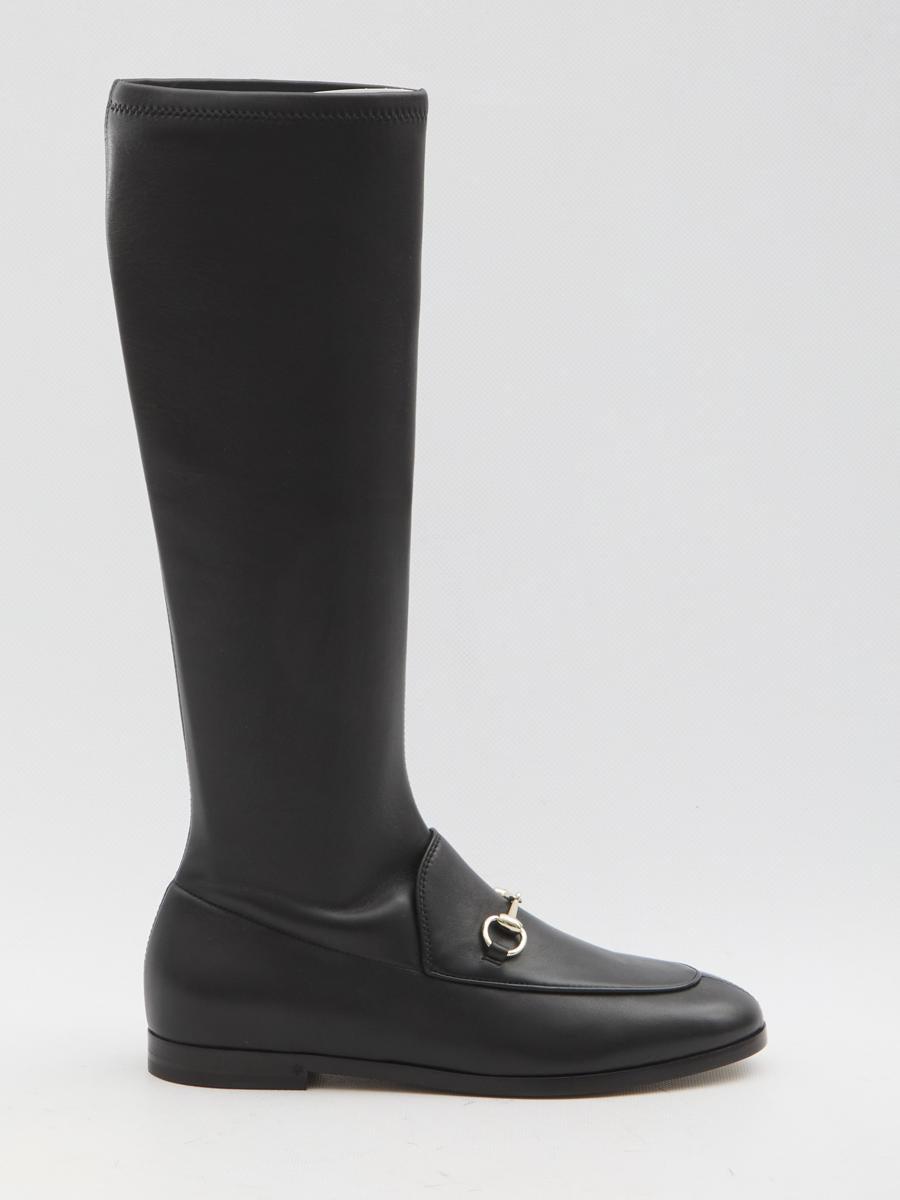 ダウンジャケット・コート Horsebit Detail Knee-high Boots Gucci Knee High Leather Boots - Runway Catalog