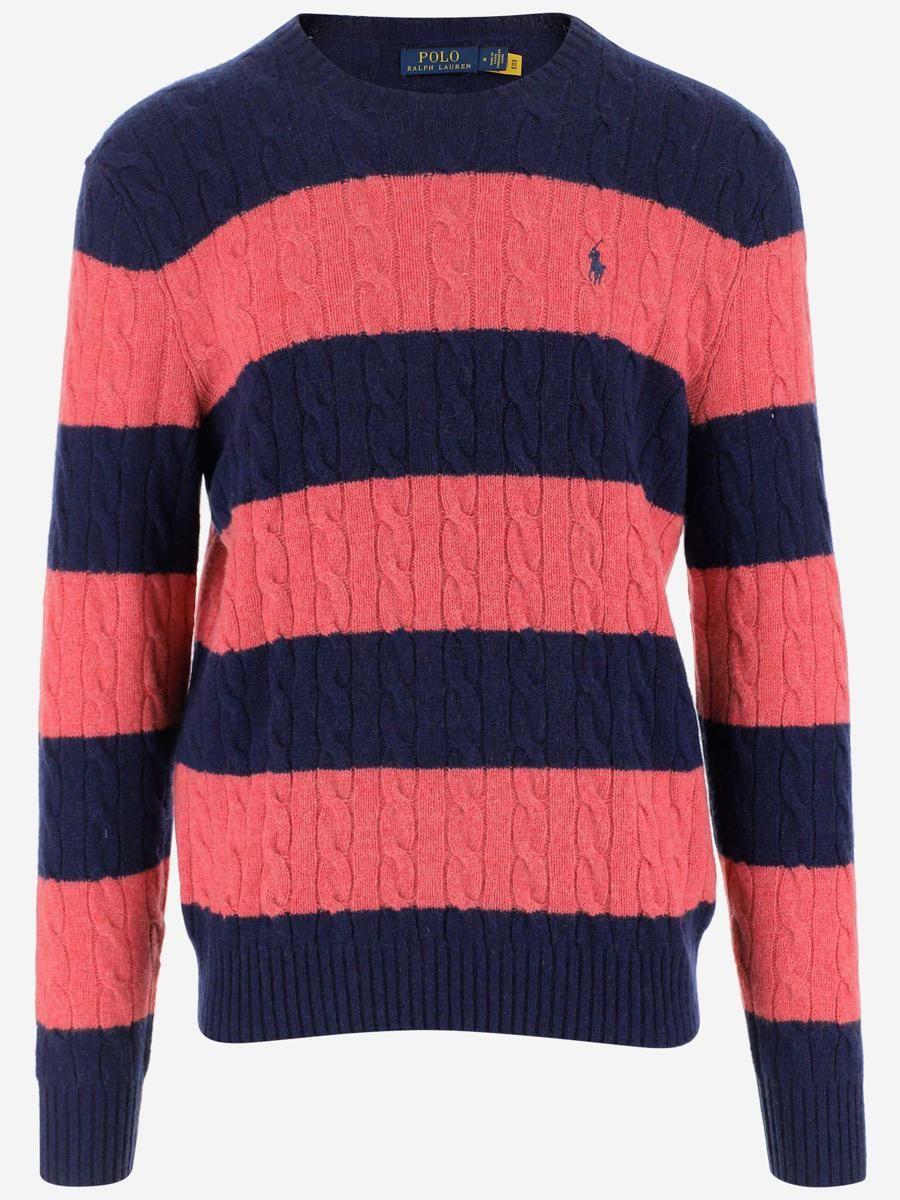 大特価放出 Suede-Trimmed Striped Wool and Cashmere-Blend Sweater メンズファッション 