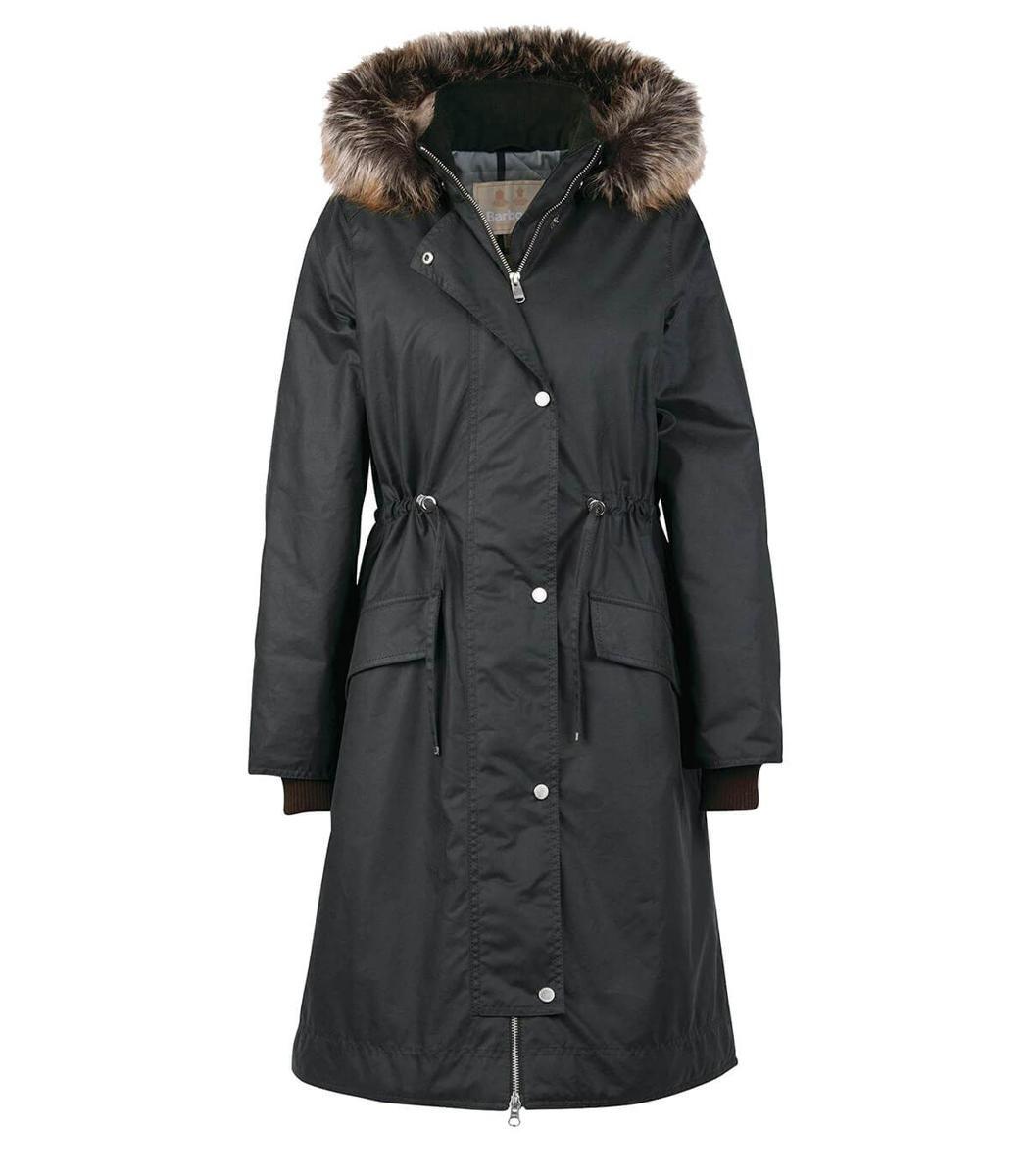 Barbour Lorelie Wax Sage Parka in Black Lyst