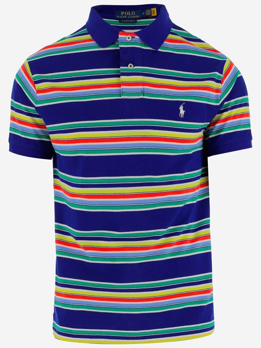 Polo Ralph Lauren Multicolored Striped Pattern Cotton Polo Shirt in Blue  for Men | Lyst