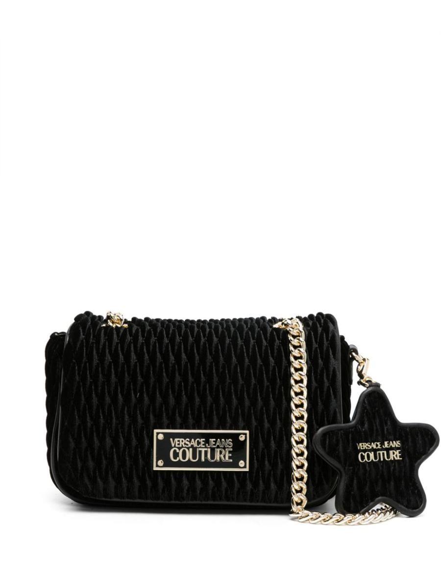 Versace Jeans Couture Half Moon Bag With V-emblem in Black