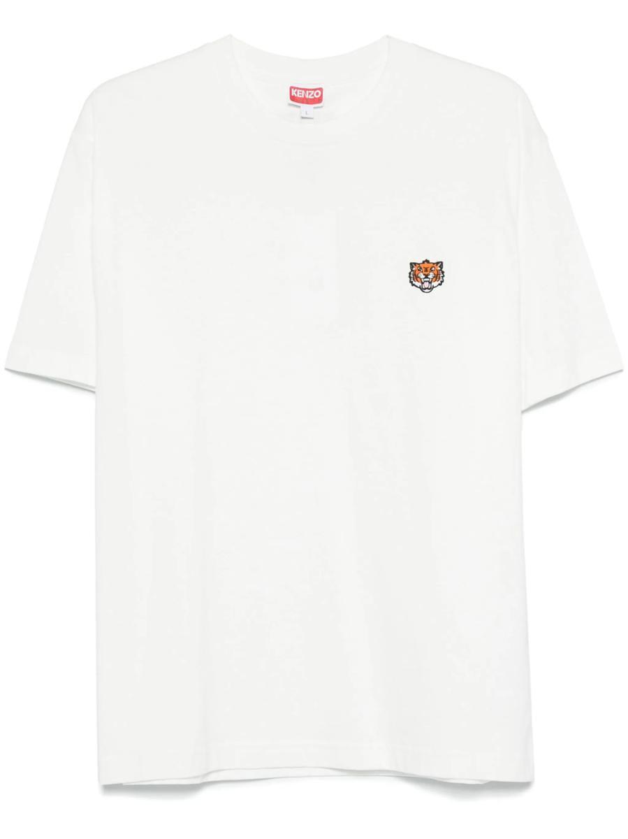 KENZO Gots Happy Tiger Embroidered Classic Tshirt in White