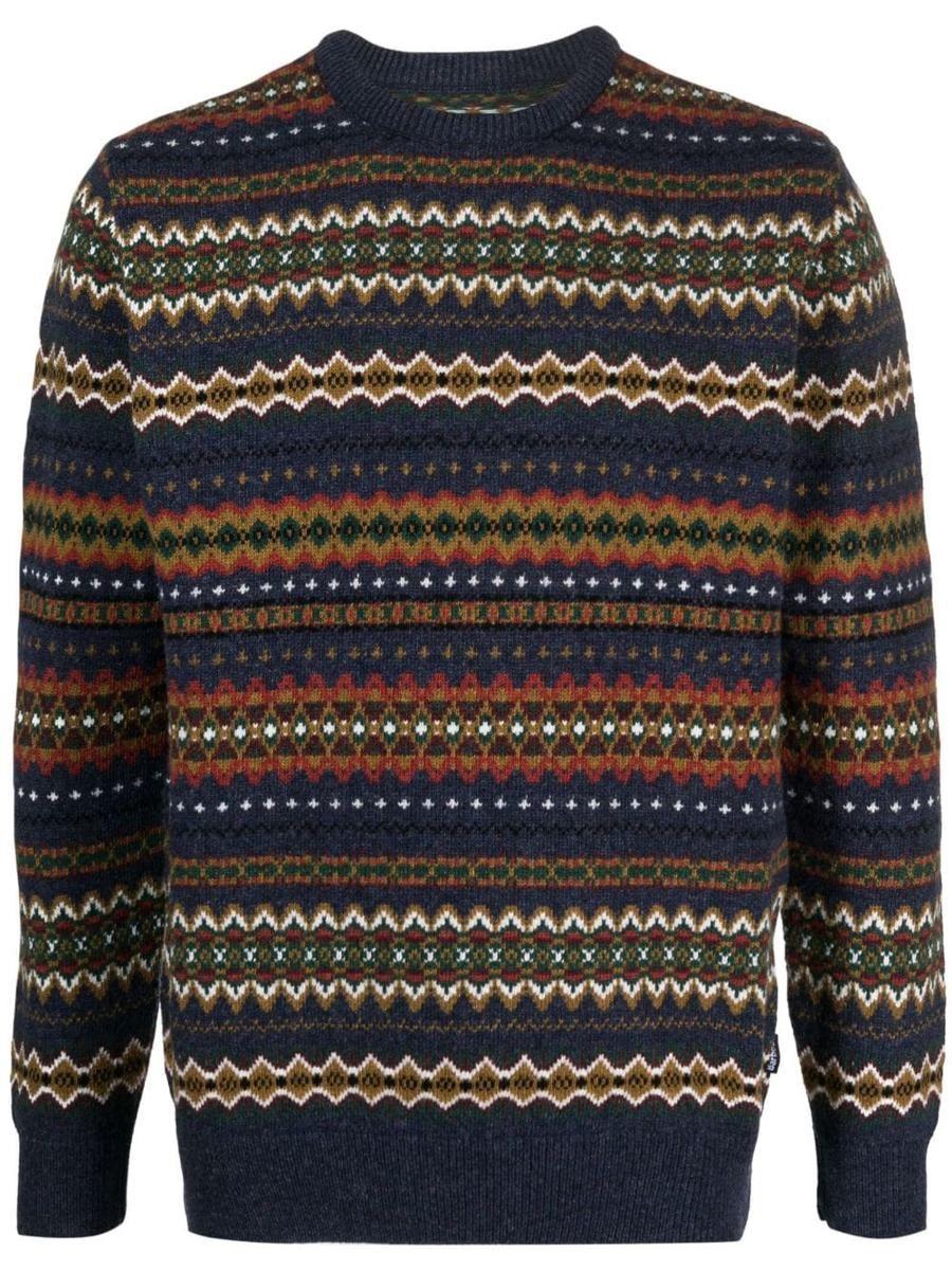 Barbour Case Fairisle Crew Neck Sweater Clothing in Gray for Men