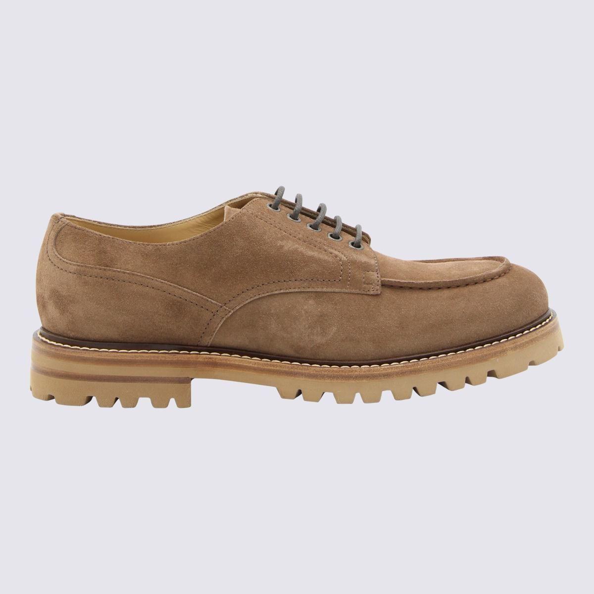 Brunello Cucinelli Brown Suede Derby Shoes for Men | Lyst